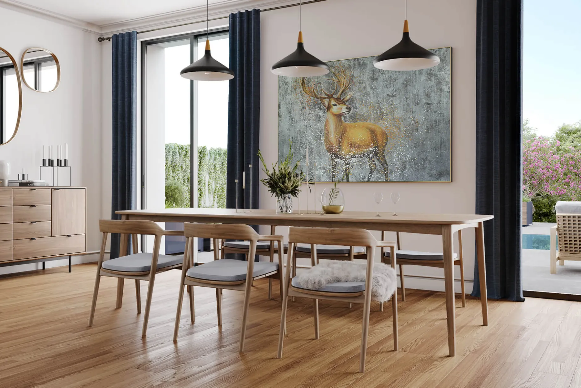 XXL Öl Gemälde 'Golden Deer' | Handgemaltes Unikat
