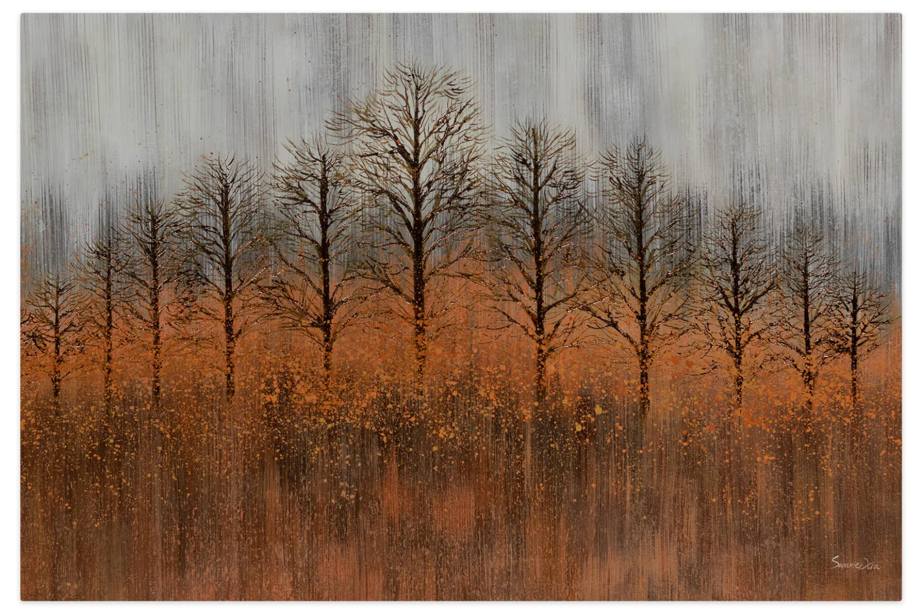 XXL Öl Gemälde 'Goldene Herbstbäume' | Handgemaltes Unikat