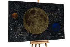 XXL Öl Gemälde 'Goldener Planet' | Handgemaltes Unikat