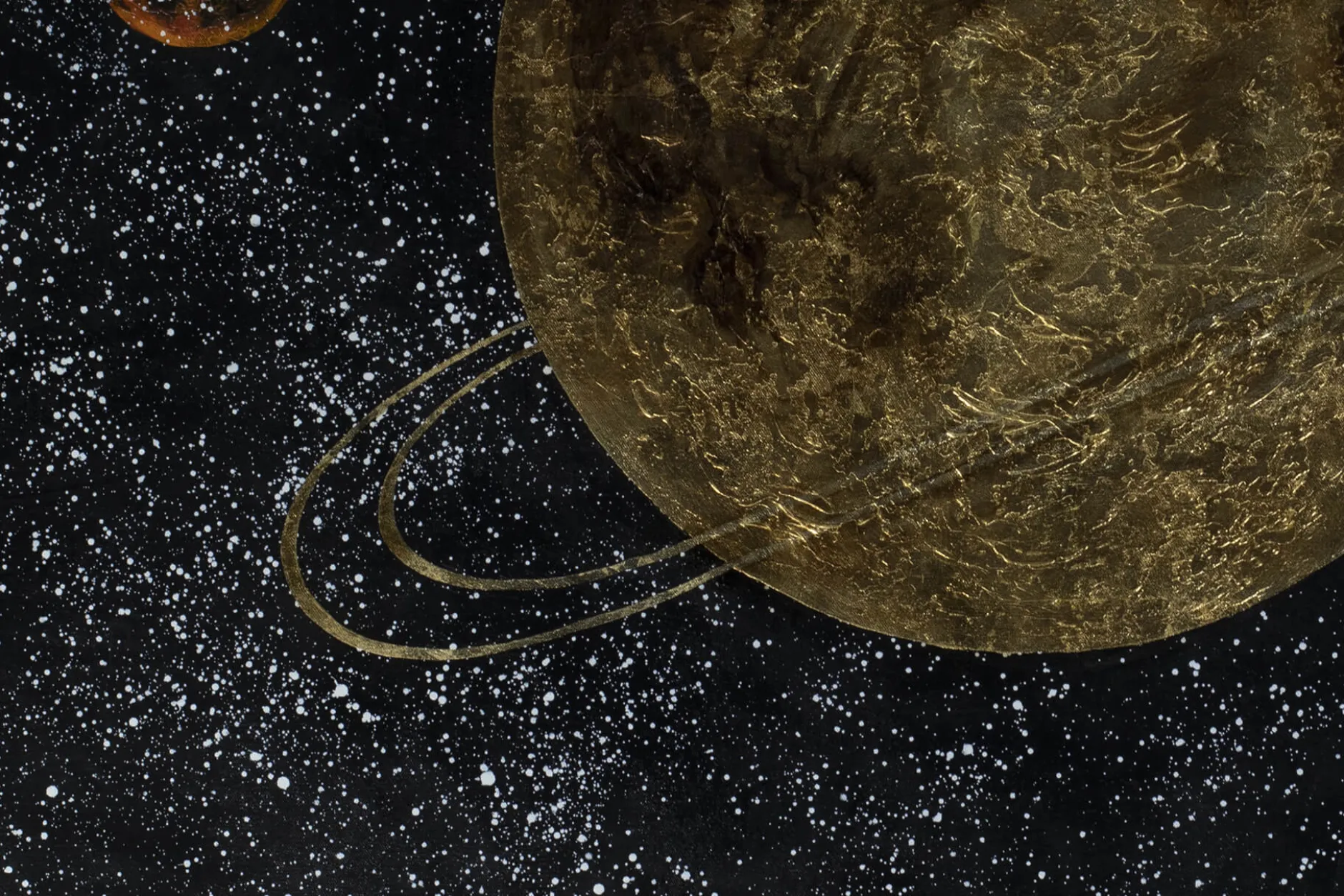XXL Öl Gemälde 'Goldener Planet' | Handgemaltes Unikat