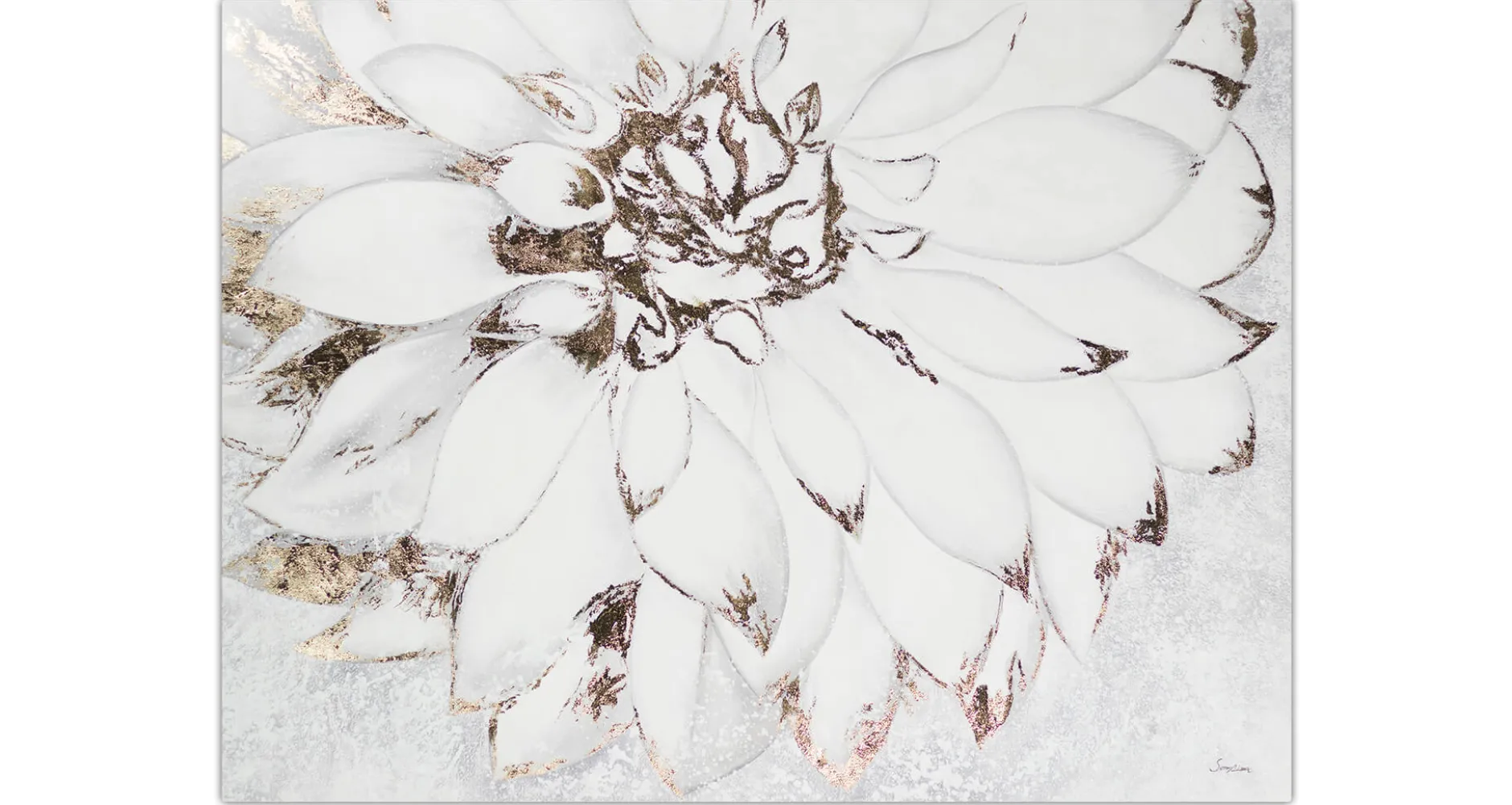 XXL Öl Gemälde 'Goldene Schneeblume' | Handgemaltes Unikat
