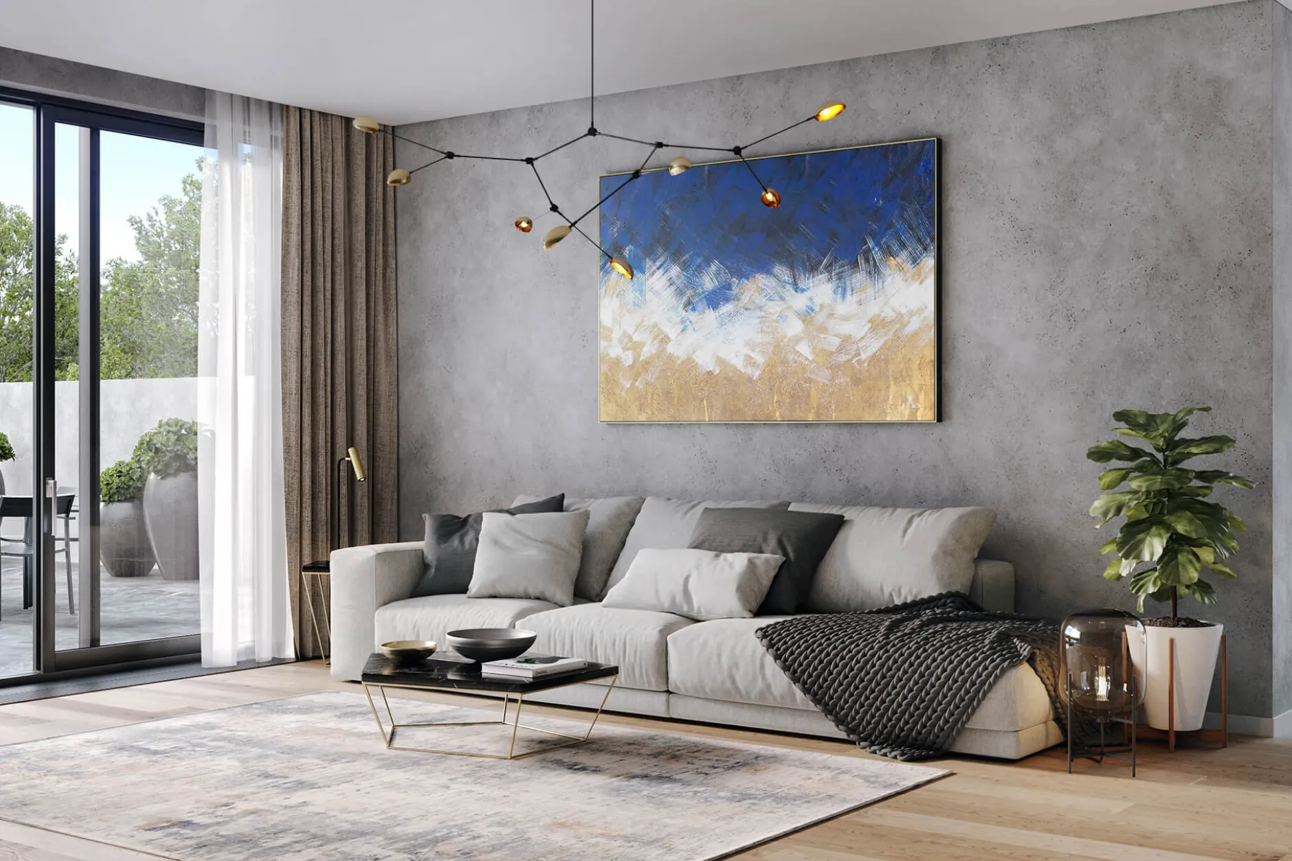 XXL Öl Gemälde 'Goldene Wolken' | Handgemaltes Unikat