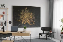 XXL Öl Gemälde 'Goldene Zauberblume' | Handgemaltes Unikat