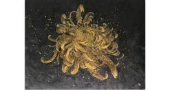 XXL Öl Gemälde 'Goldene Zauberblume' | Handgemaltes Unikat