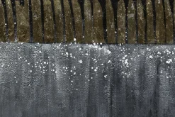 XXL Öl Gemälde 'Golden Fence' | Handgemaltes Unikat
