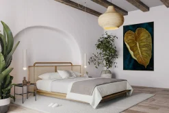 XXL Öl Gemälde 'Golden Flamingo Flower' | Handgemaltes Unikat