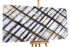 XXL Öl Gemälde 'Golden Grid' | Handgemaltes Unikat