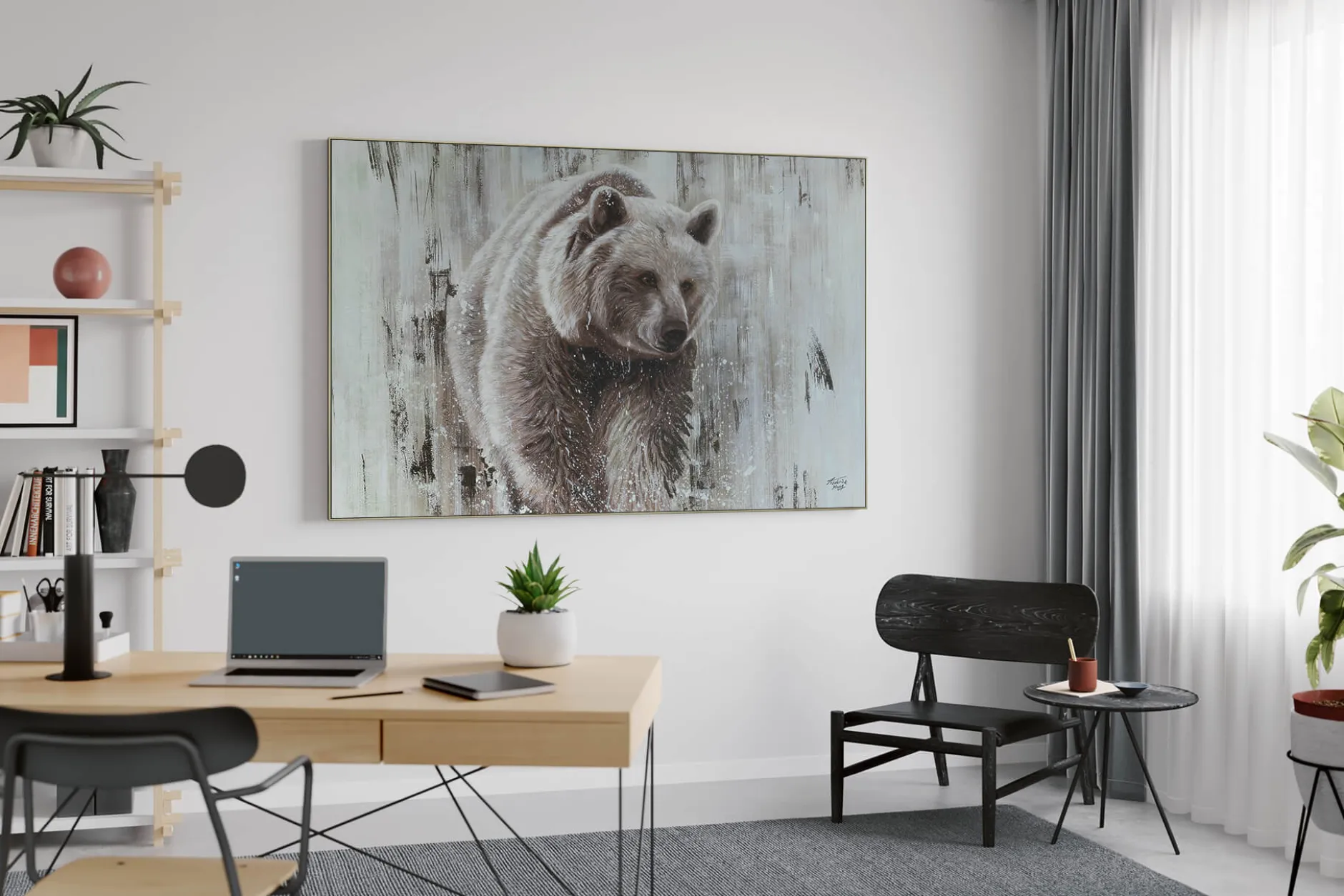 XXL Öl Gemälde 'Golden Grizzly' | Handgemaltes Unikat