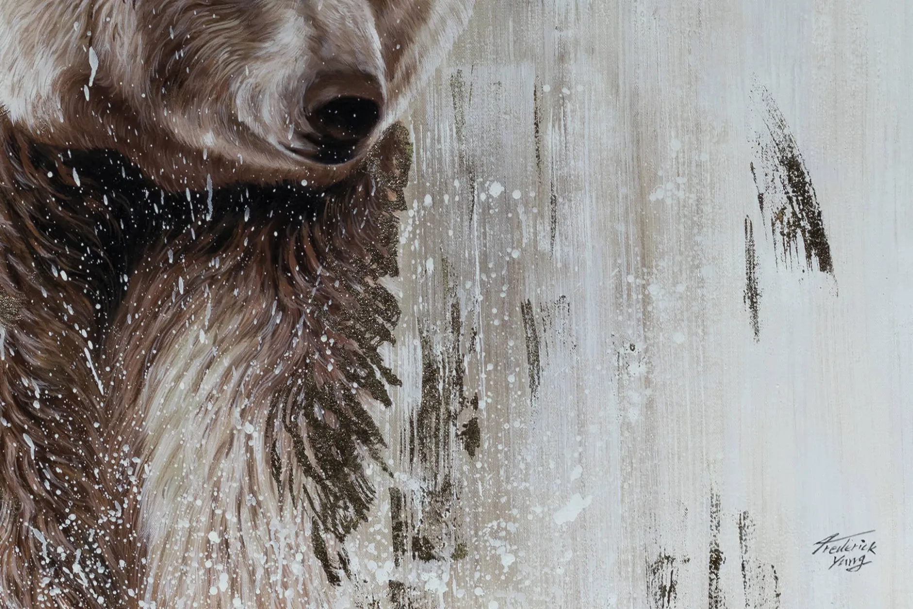XXL Öl Gemälde 'Golden Grizzly' | Handgemaltes Unikat
