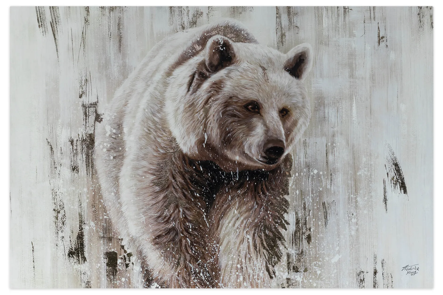 XXL Öl Gemälde 'Golden Grizzly' | Handgemaltes Unikat