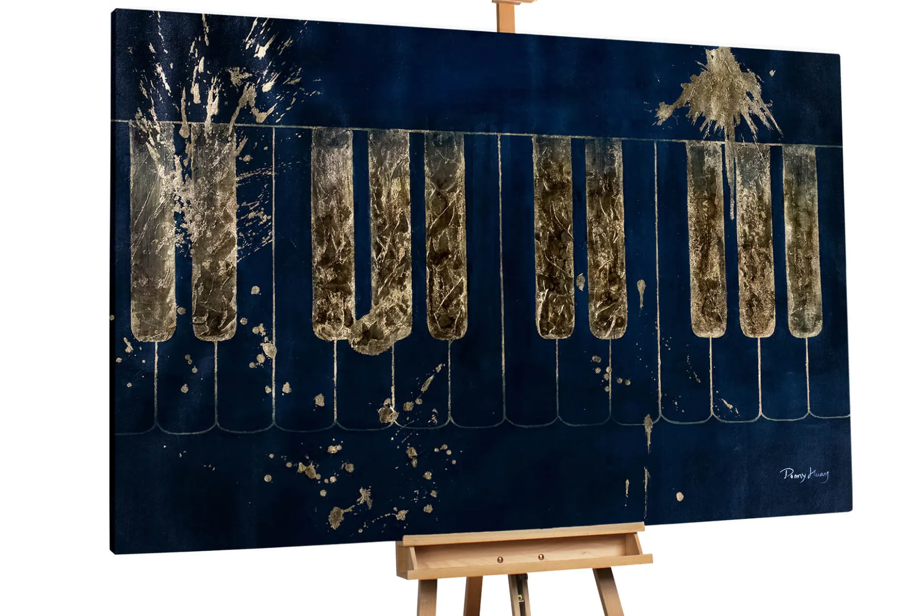 XXL Öl Gemälde 'Golden Keys' | Handgemaltes Unikat