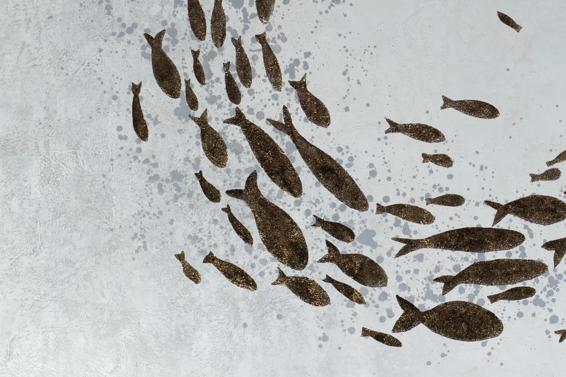 XXL Öl Gemälde 'Golden Shoal' | Handgemaltes Unikat