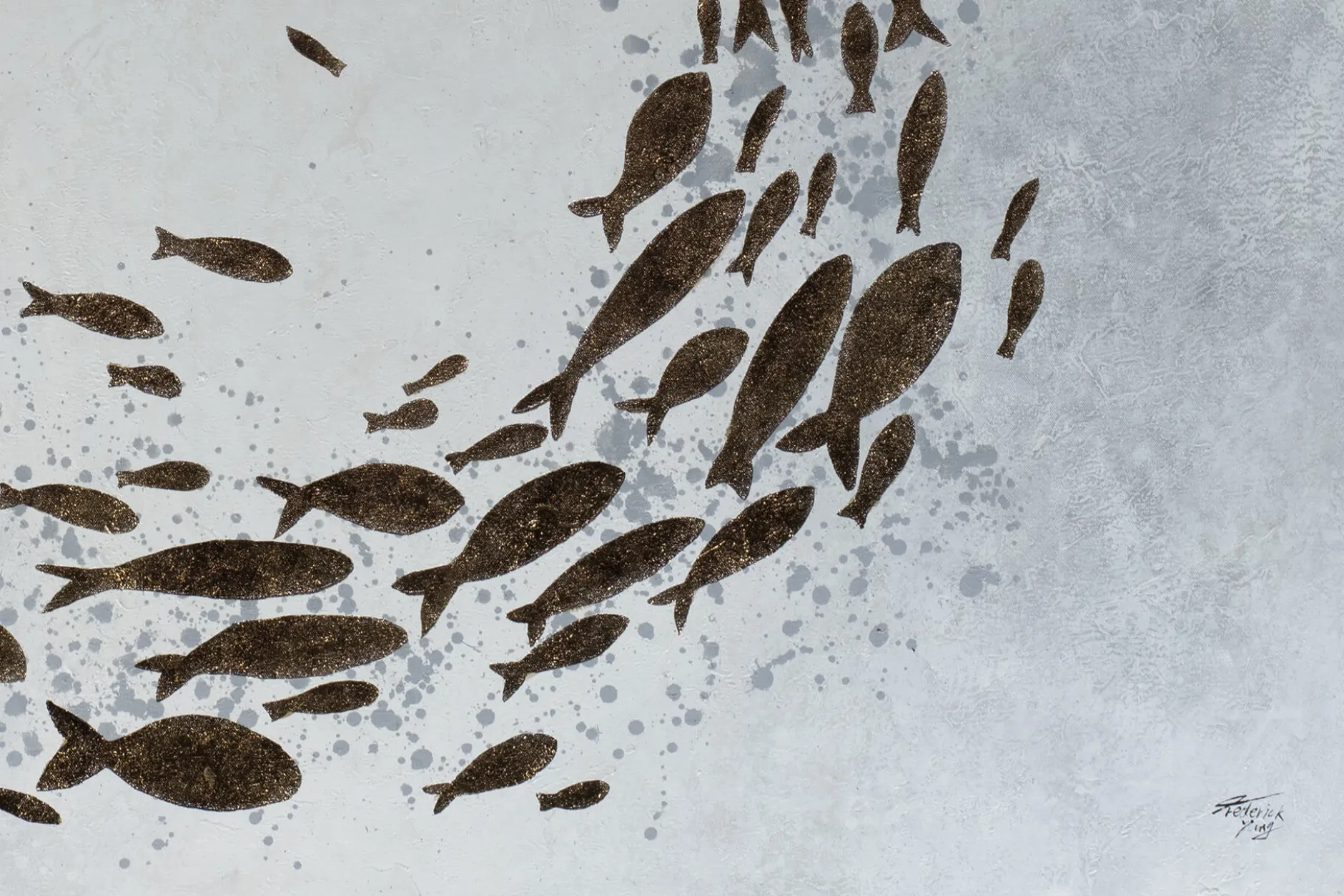XXL Öl Gemälde 'Golden Shoal' | Handgemaltes Unikat