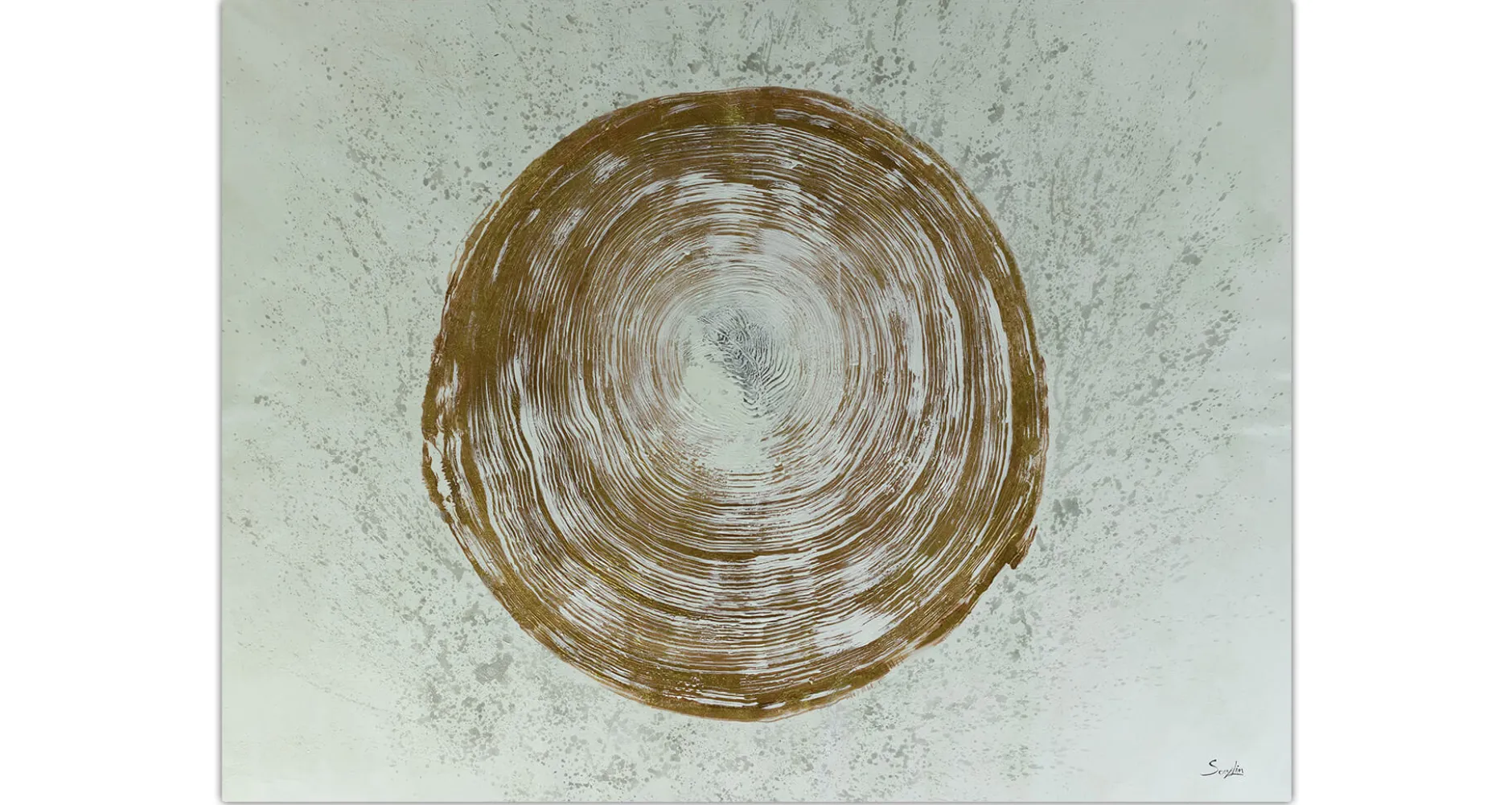 XXL Öl Gemälde 'Golden Tree Trunk' | Handgemaltes Unikat
