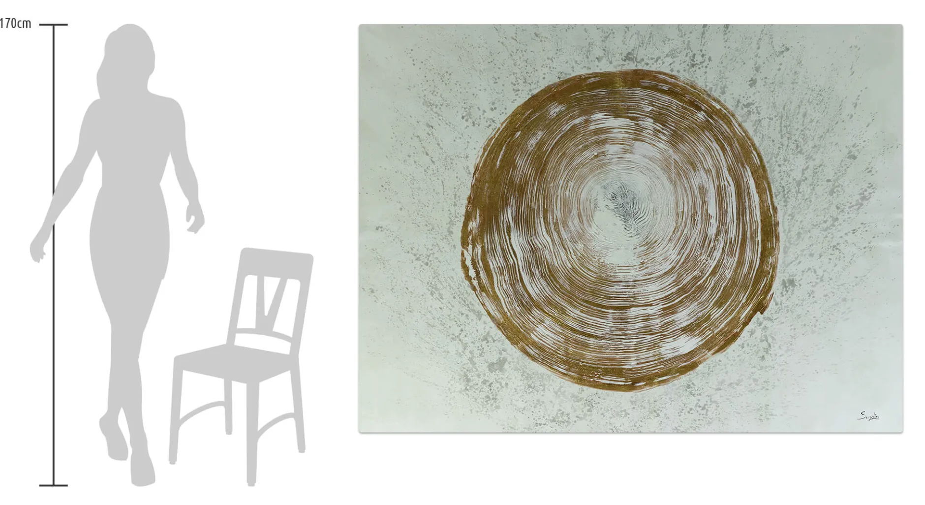 XXL Öl Gemälde 'Golden Tree Trunk' | Handgemaltes Unikat