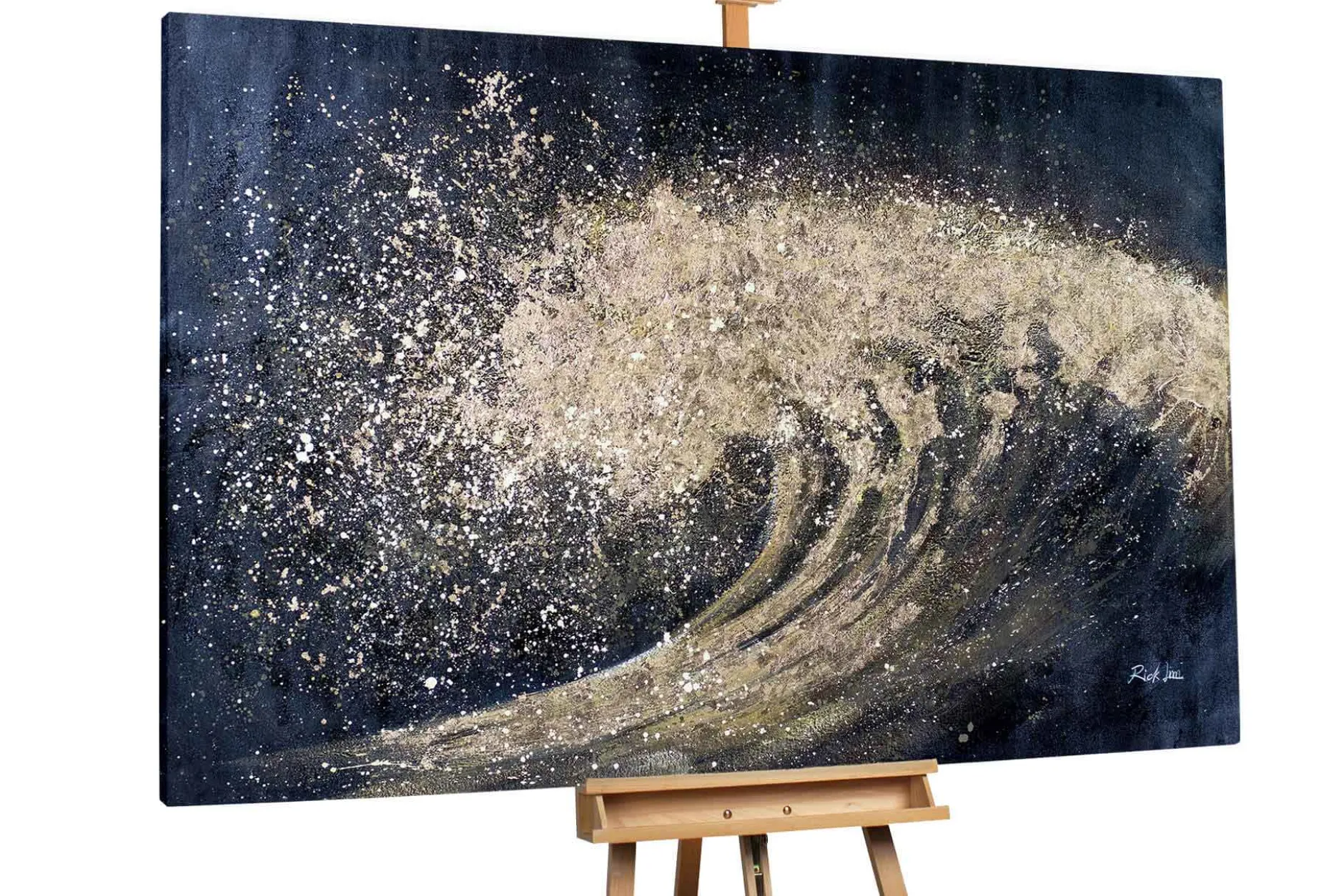 XXL Öl Gemälde 'Golden Wave' | Handgemaltes Unikat