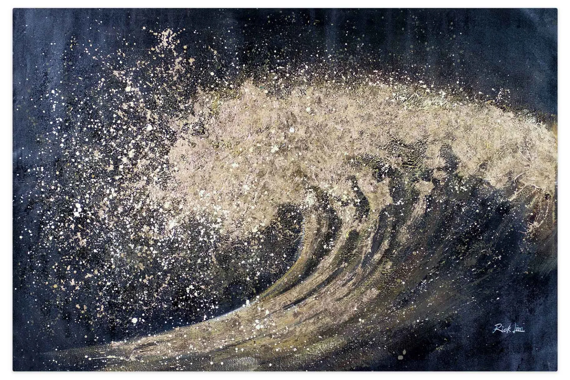 XXL Öl Gemälde 'Golden Wave' | Handgemaltes Unikat