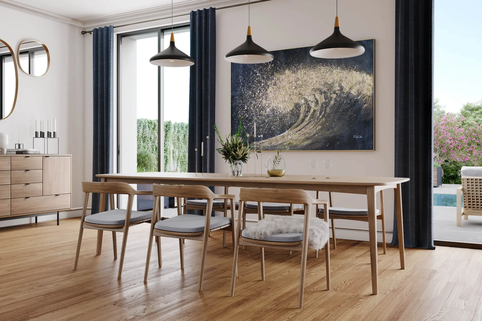 XXL Öl Gemälde 'Golden Wave' | Handgemaltes Unikat
