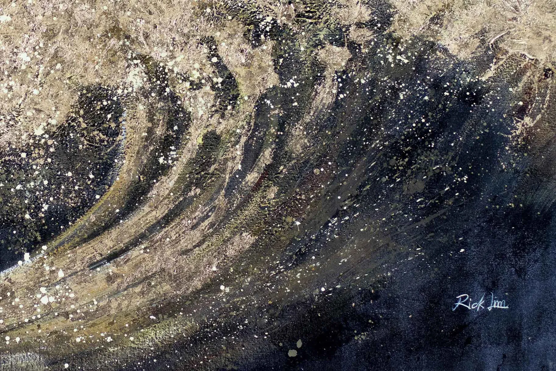 XXL Öl Gemälde 'Golden Wave' | Handgemaltes Unikat