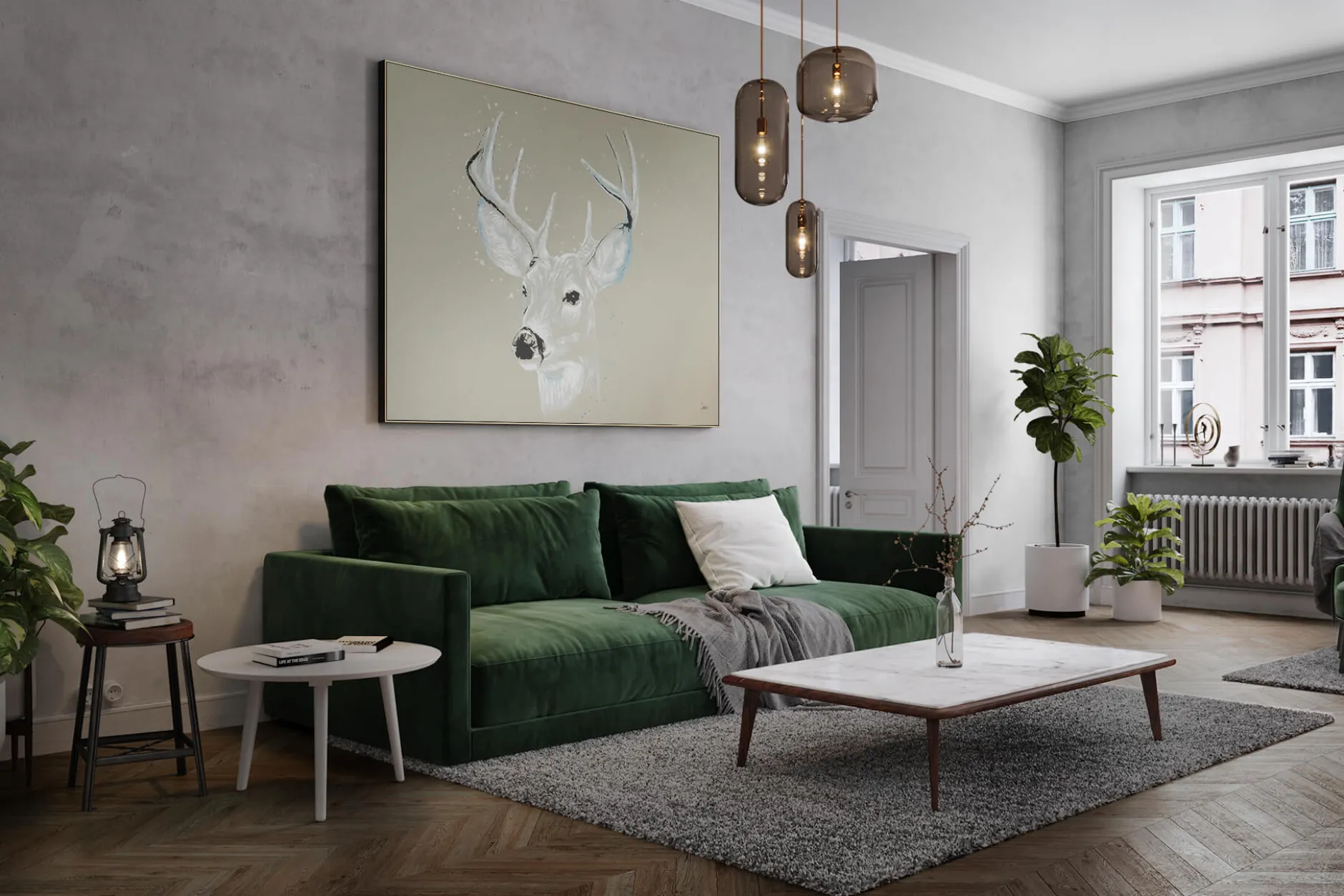 XXL Öl Gemälde 'Graceful Deer' | Handgemaltes Unikat