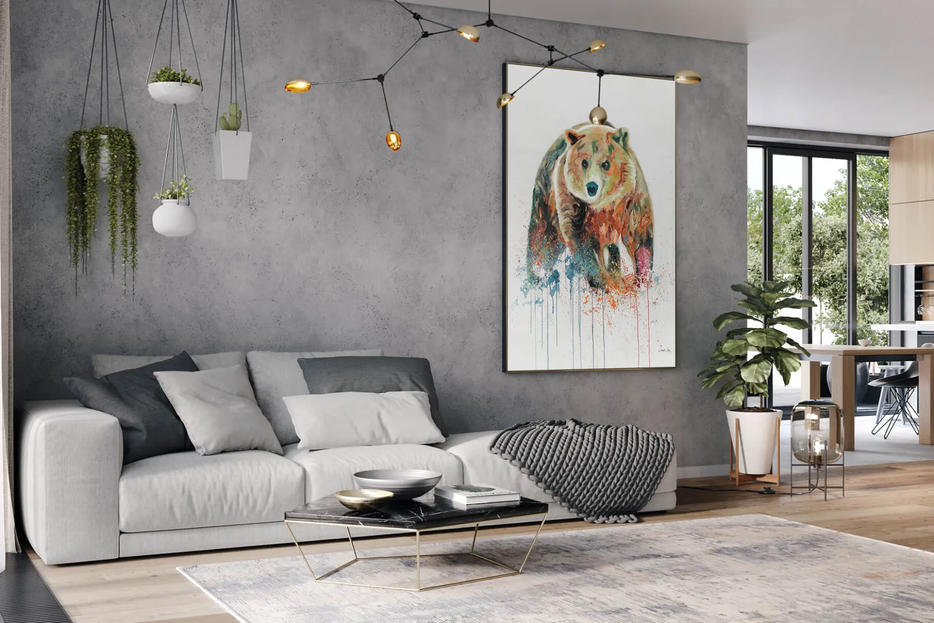 XXL Öl Gemälde 'Groovy Grizzly' | Handgemaltes Unikat