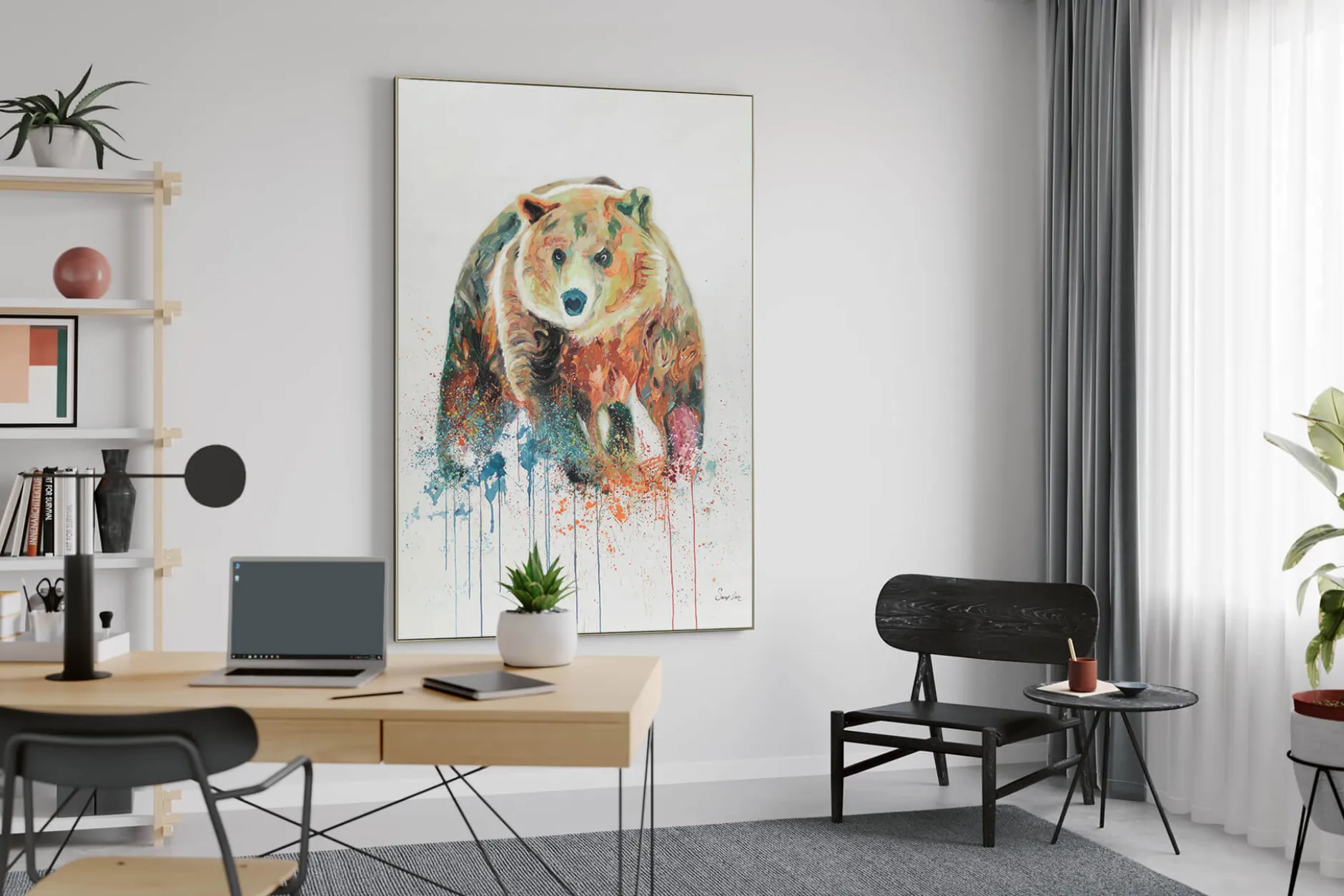 XXL Öl Gemälde 'Groovy Grizzly' | Handgemaltes Unikat