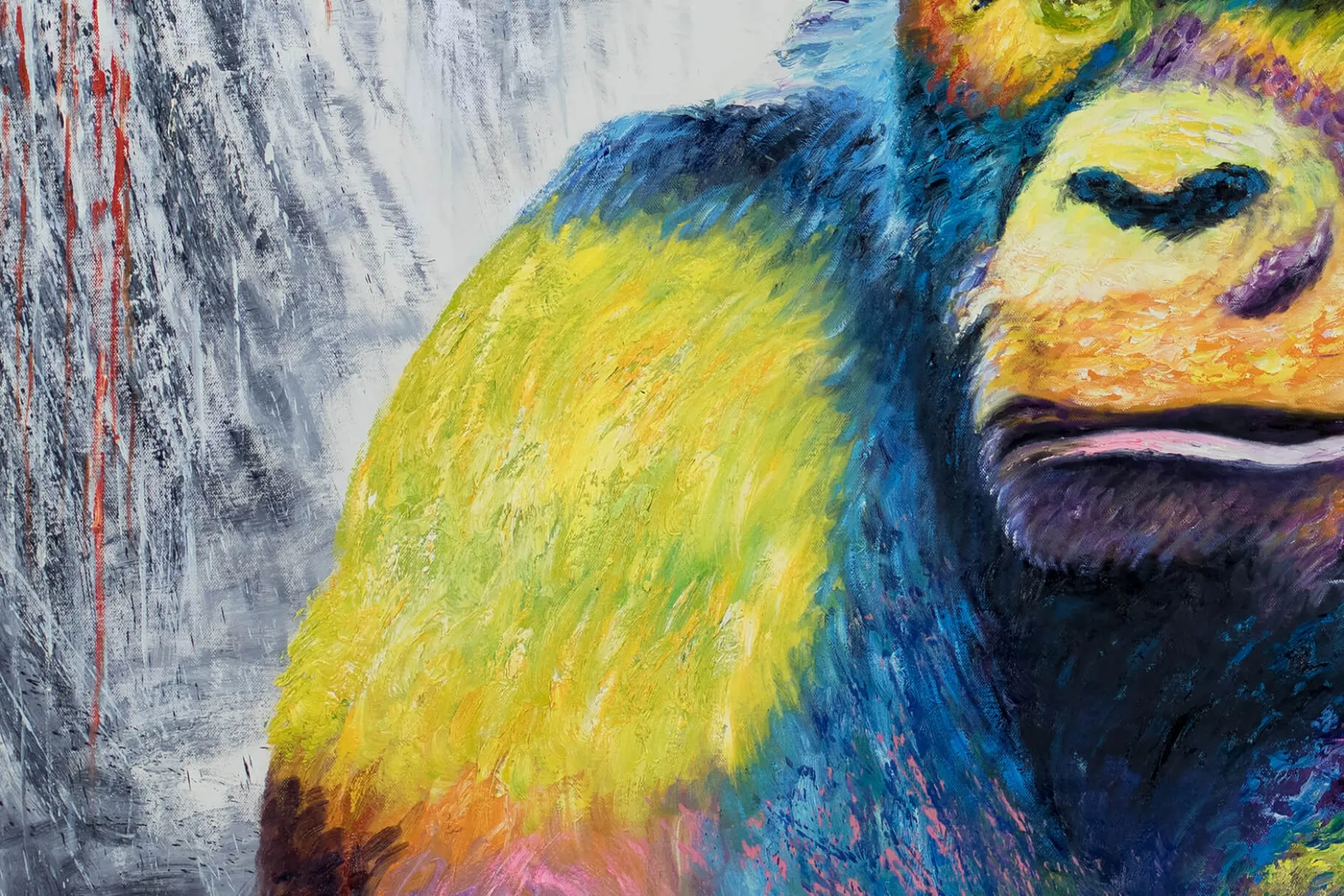 XXL Öl Gemälde 'Grumpy Gorilla' | Handgemaltes Unikat