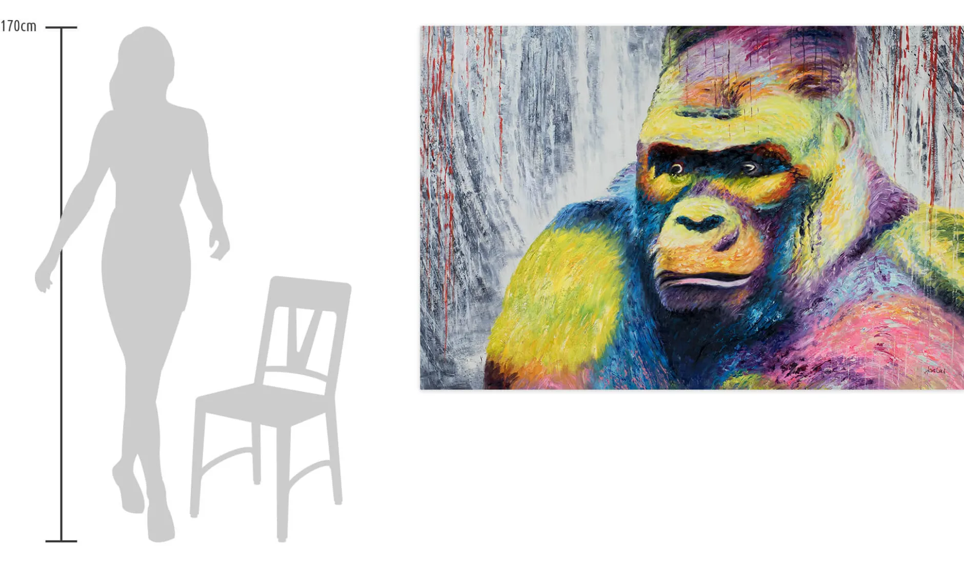 XXL Öl Gemälde 'Grumpy Gorilla' | Handgemaltes Unikat