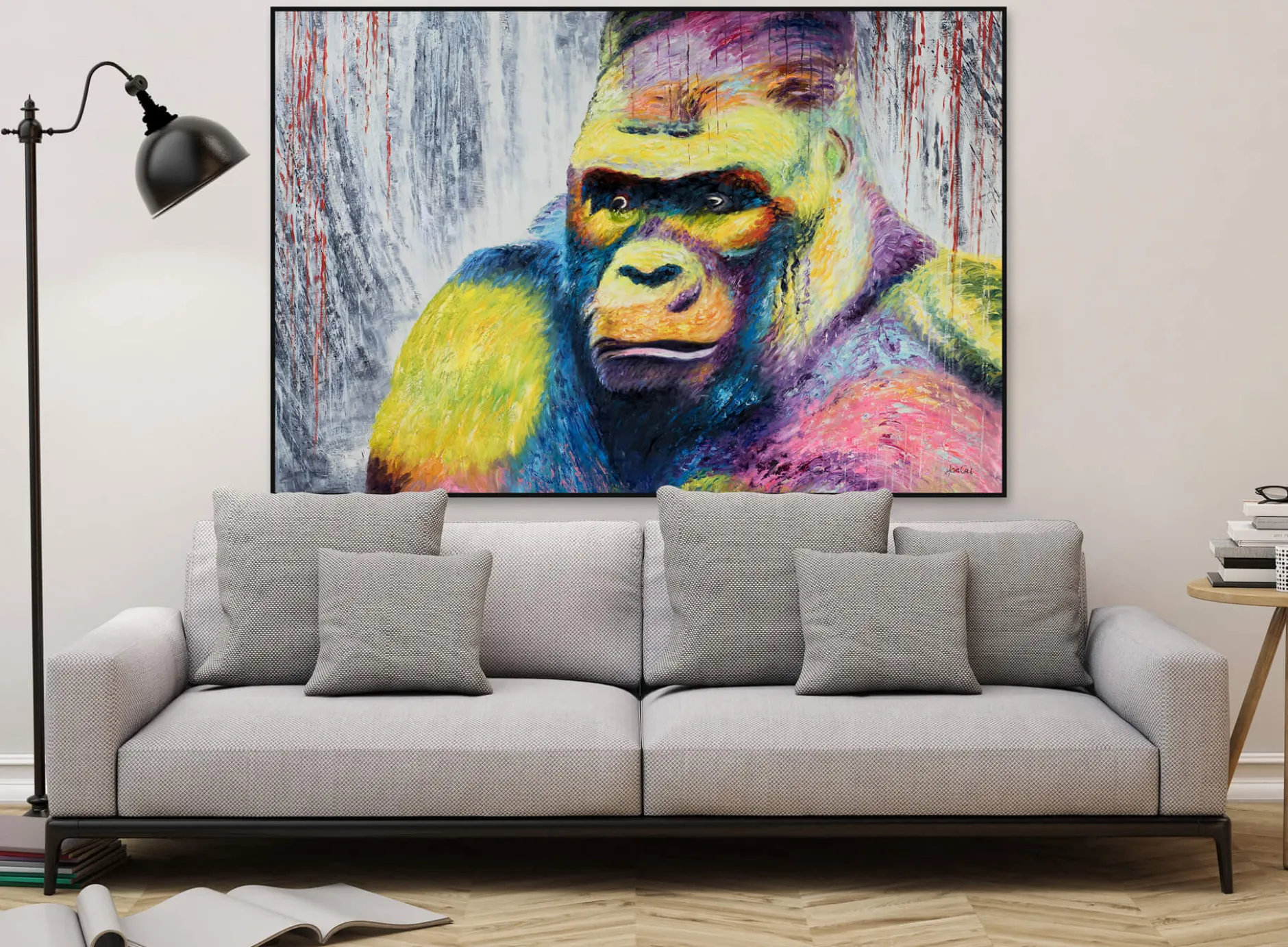 XXL Öl Gemälde 'Grumpy Gorilla' | Handgemaltes Unikat