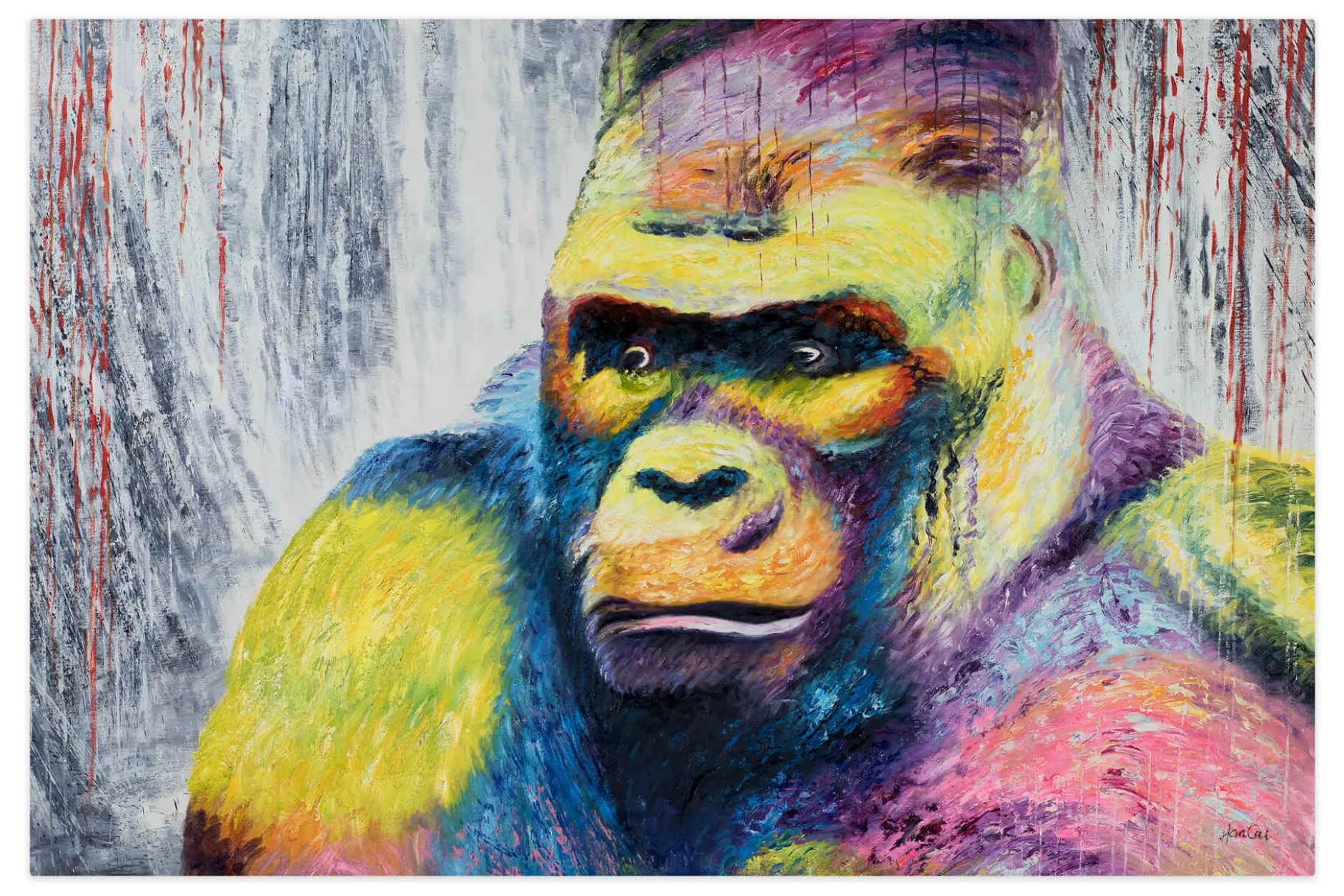 XXL Öl Gemälde 'Grumpy Gorilla' | Handgemaltes Unikat