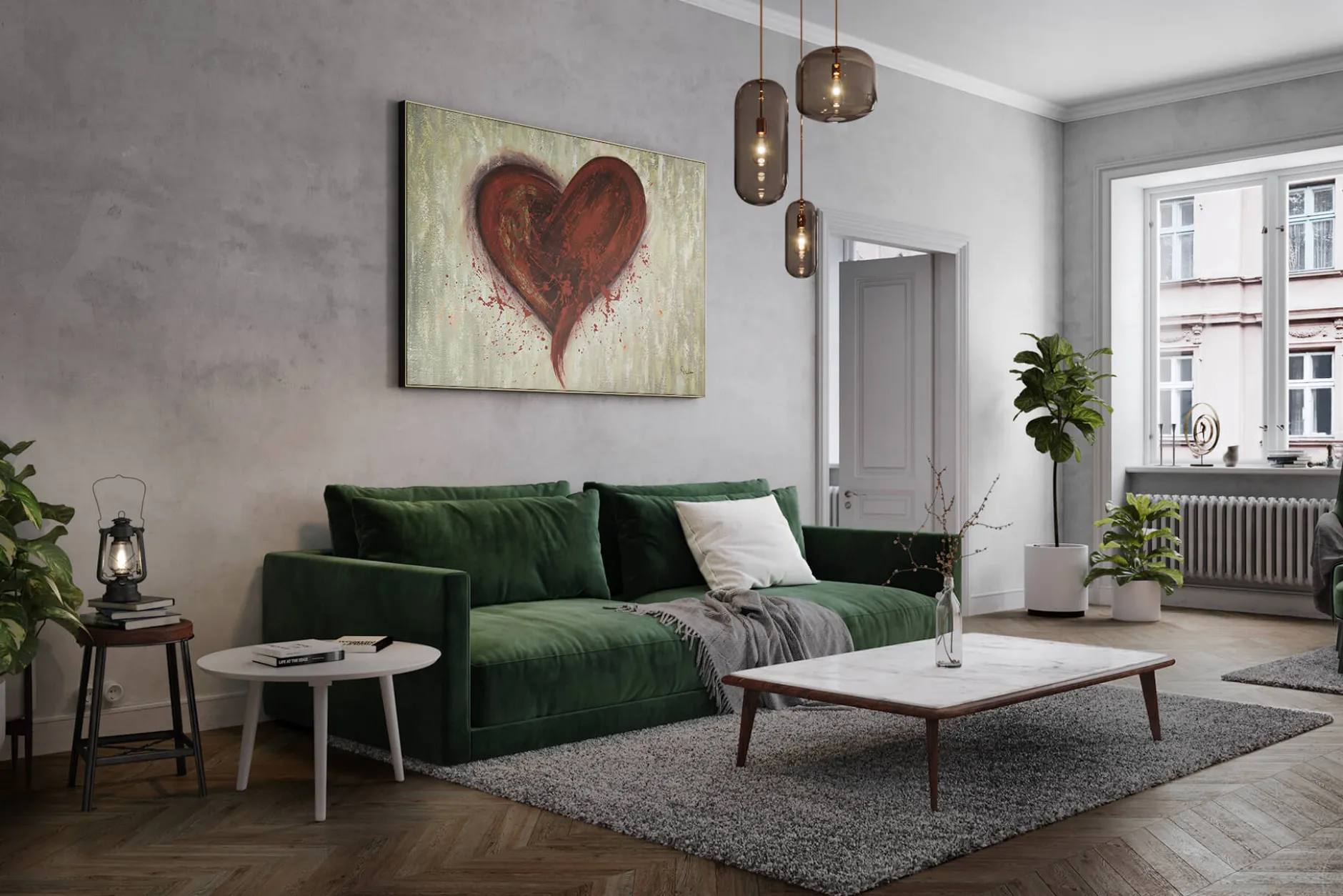 XXL Öl Gemälde 'Heart of Gold' | Handgemaltes Unikat