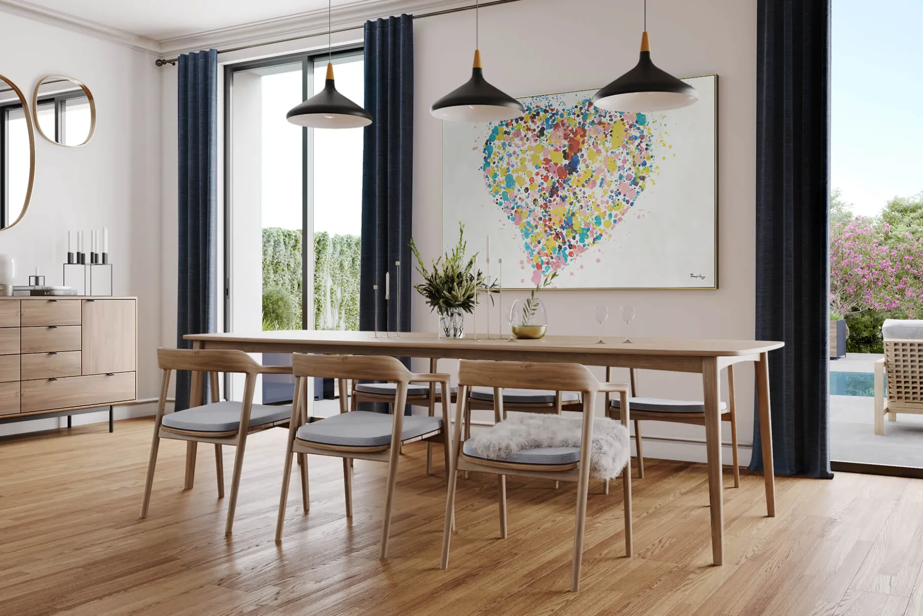 XXL Öl Gemälde 'Hearty Dots' | Handgemaltes Unikat