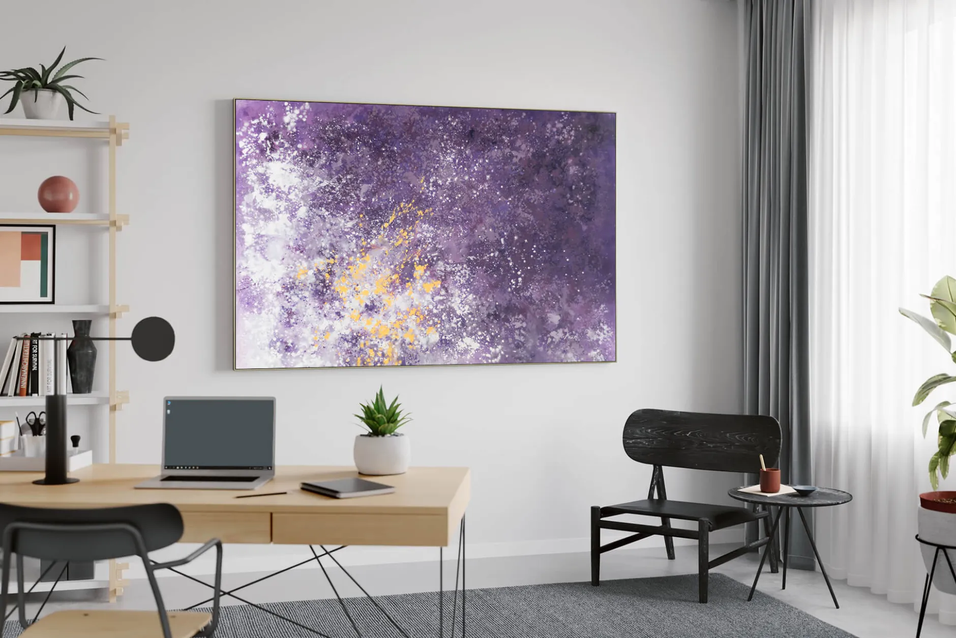 XXL Öl Gemälde 'Heliotrope Blossoms' | Handgemaltes Unikat