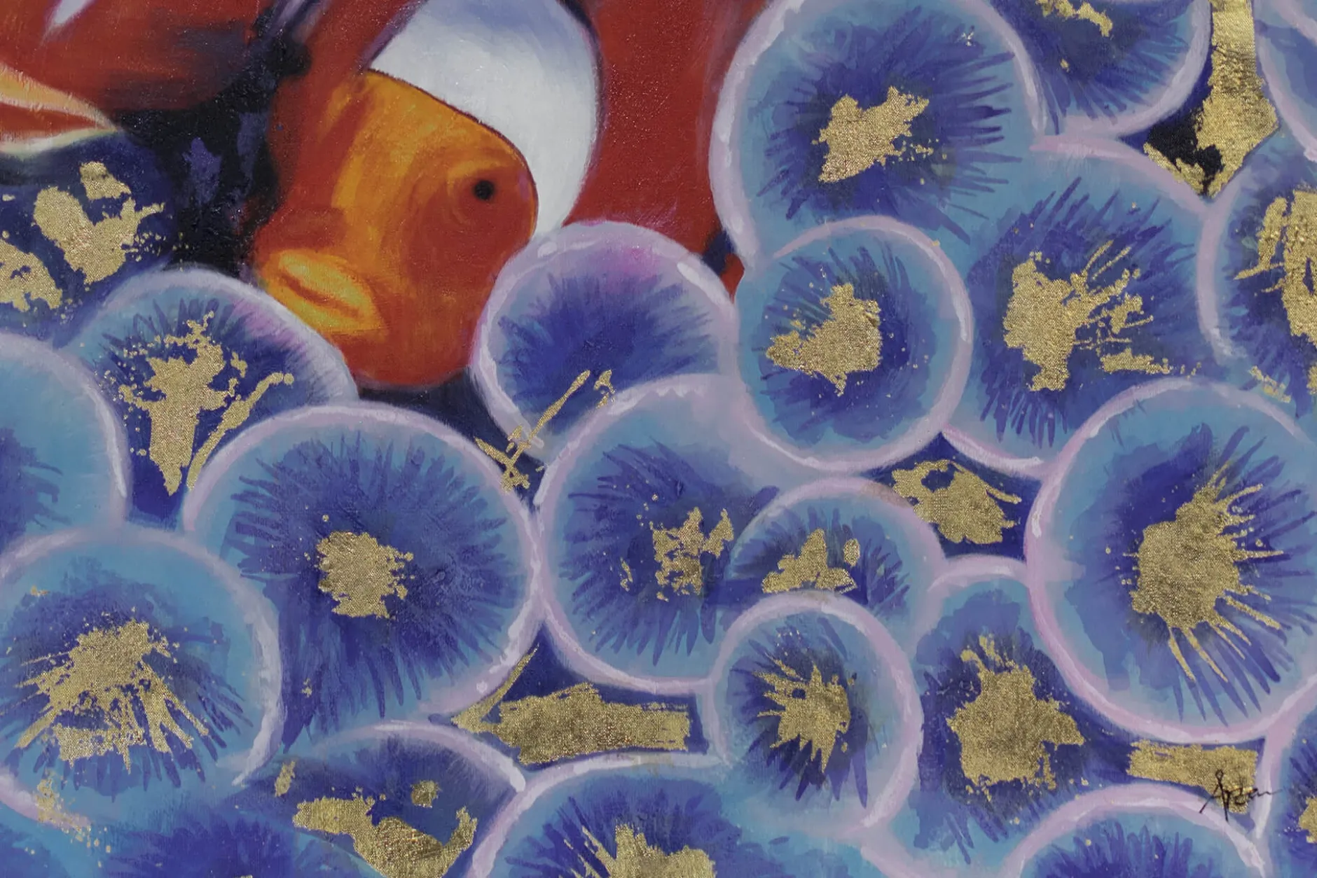XXL Öl Gemälde 'Hidden Clownfish' | Handgemaltes Unikat