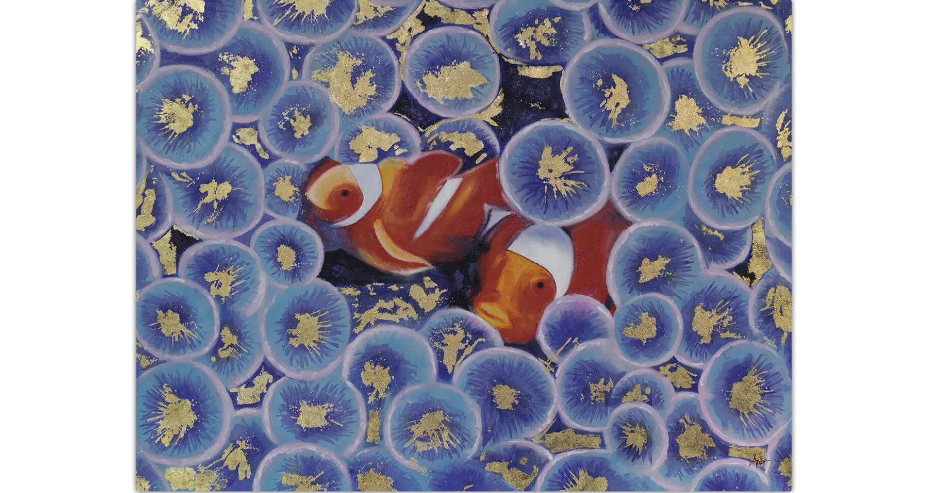 XXL Öl Gemälde 'Hidden Clownfish' | Handgemaltes Unikat