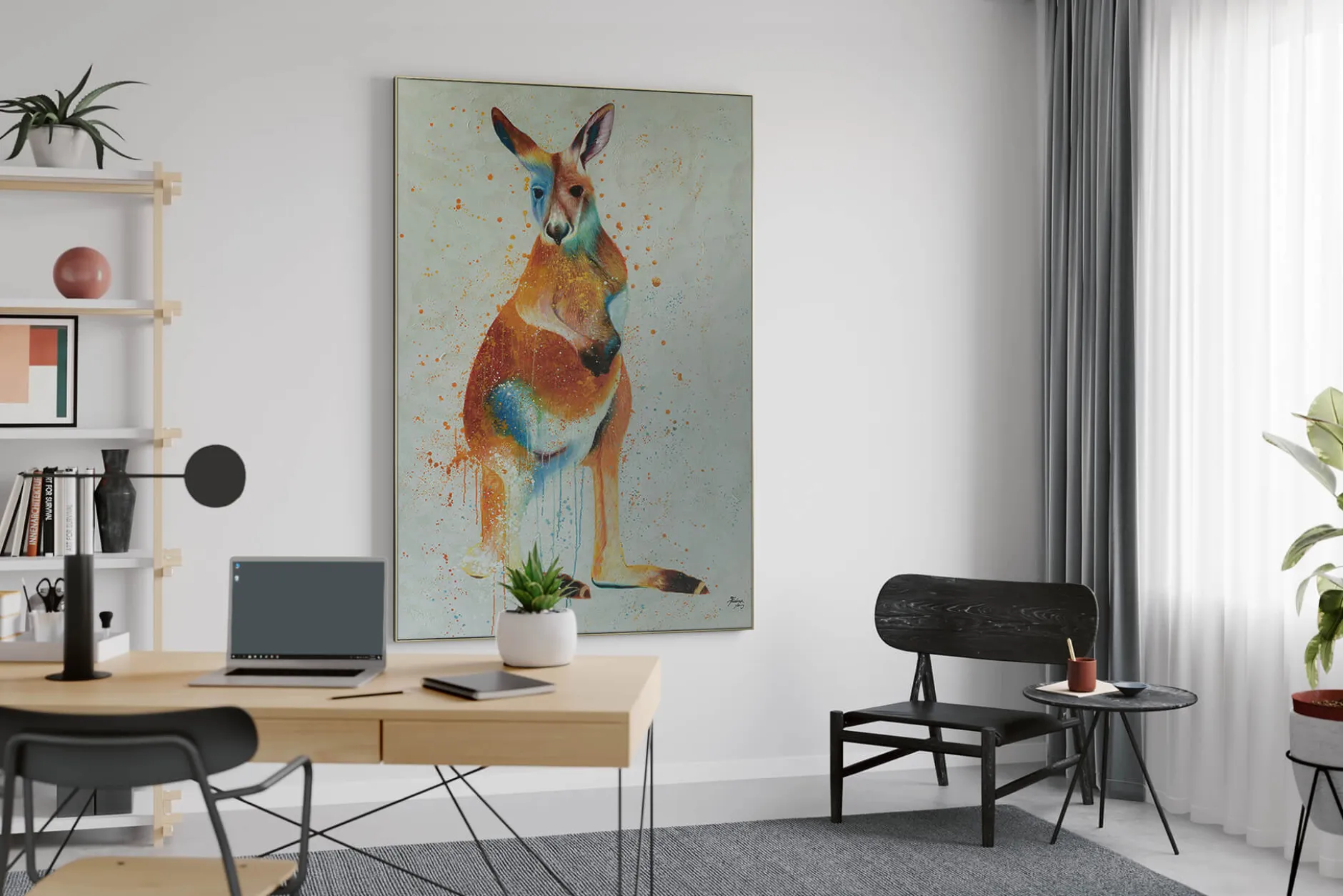 XXL Öl Gemälde 'Hopping Kangaroo' | Handgemaltes Unikat