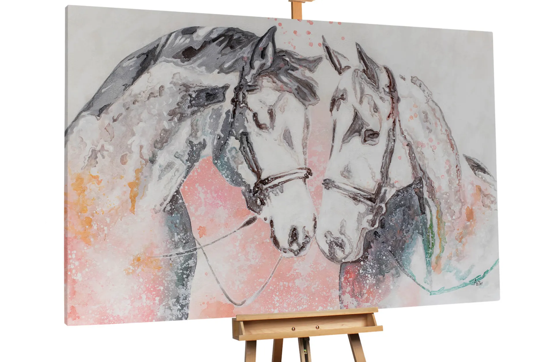XXL Öl Gemälde 'Horse Romance' | Handgemaltes Unikat