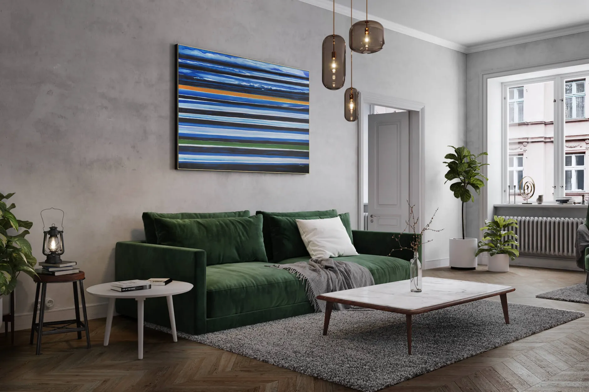 XXL Öl Gemälde 'Iced Window' | Handgemaltes Unikat