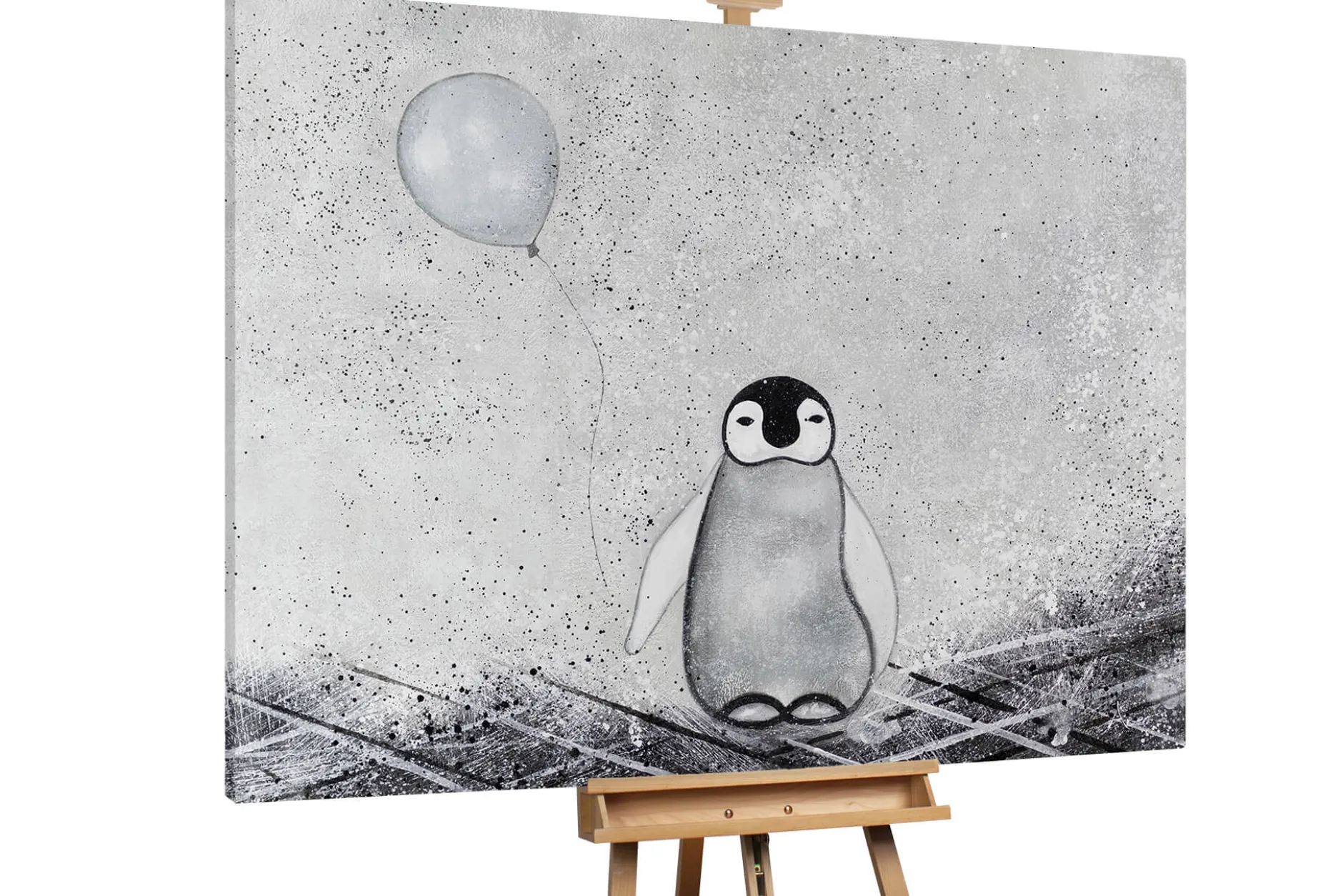XXL Öl Gemälde 'Ich bin's Pingu' | Handgemaltes Unikat