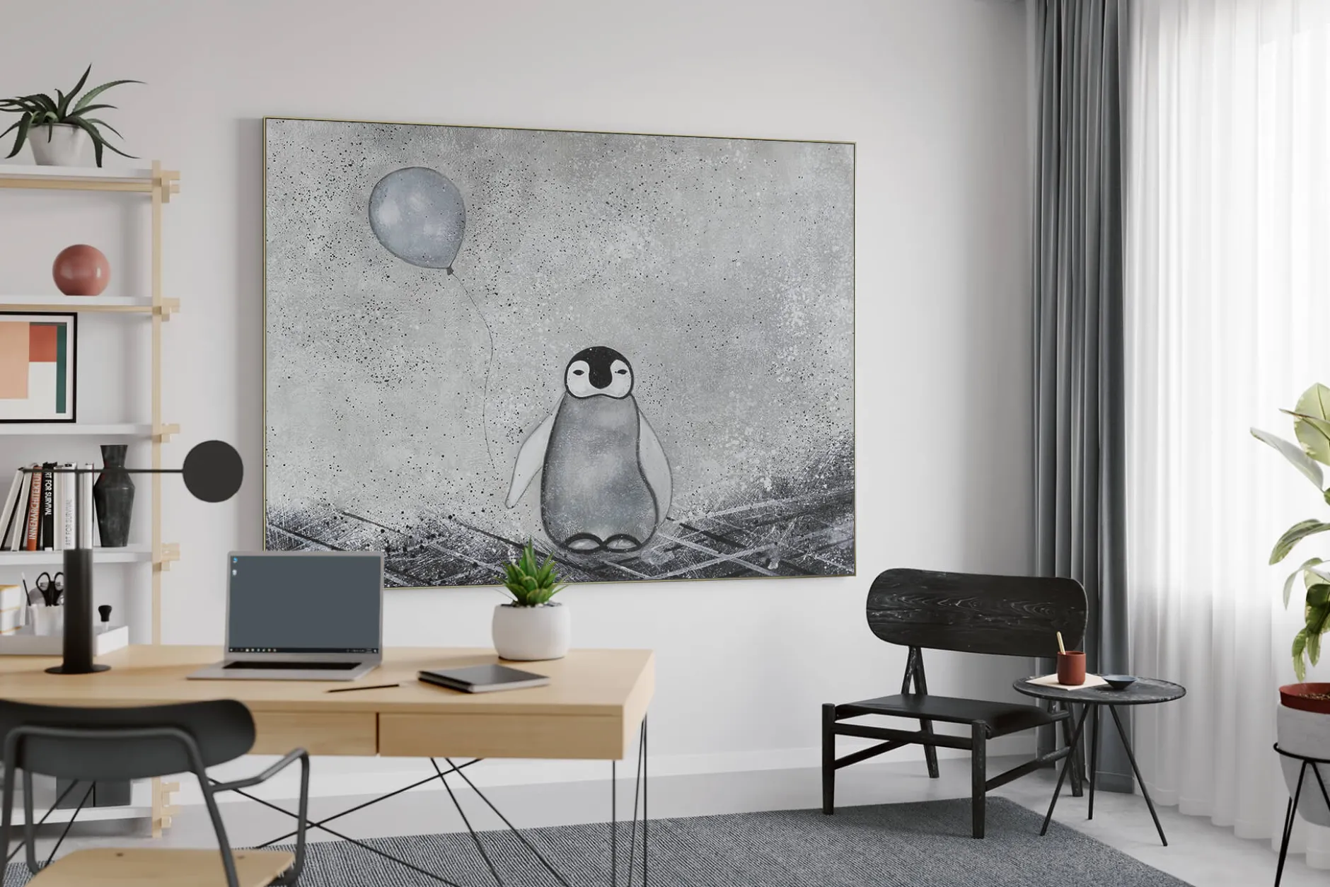 XXL Öl Gemälde 'Ich bin's Pingu' | Handgemaltes Unikat