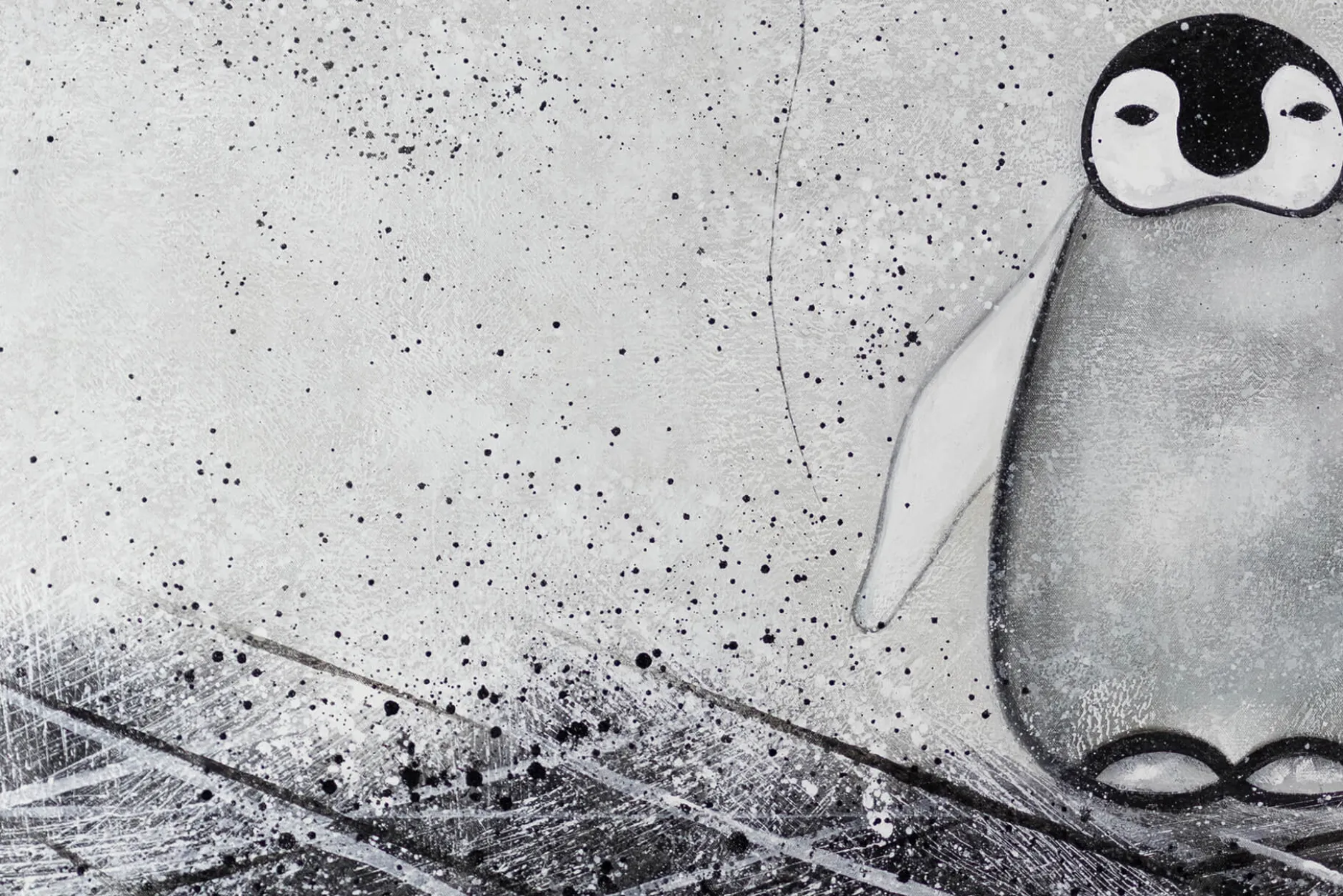 XXL Öl Gemälde 'Ich bin's Pingu' | Handgemaltes Unikat