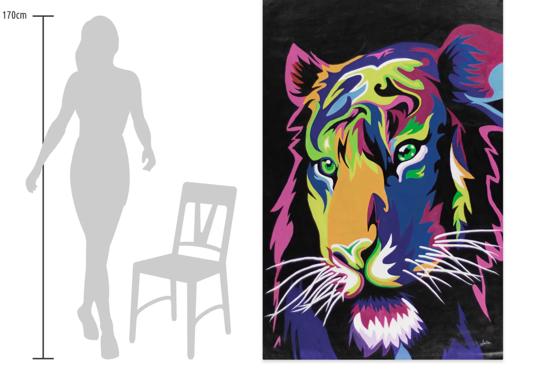 XXL Öl Gemälde 'Illuminated Tiger' | Handgemaltes Unikat