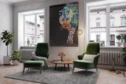 XXL Öl Gemälde 'Im Visier des Leoparden ' | Handgemaltes Unikat