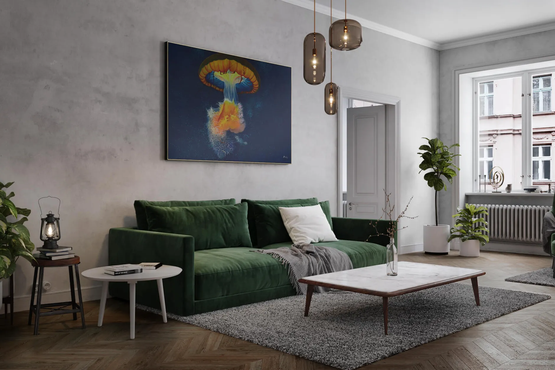 XXL Öl Gemälde 'Jazzy Jellyfish' | Handgemaltes Unikat