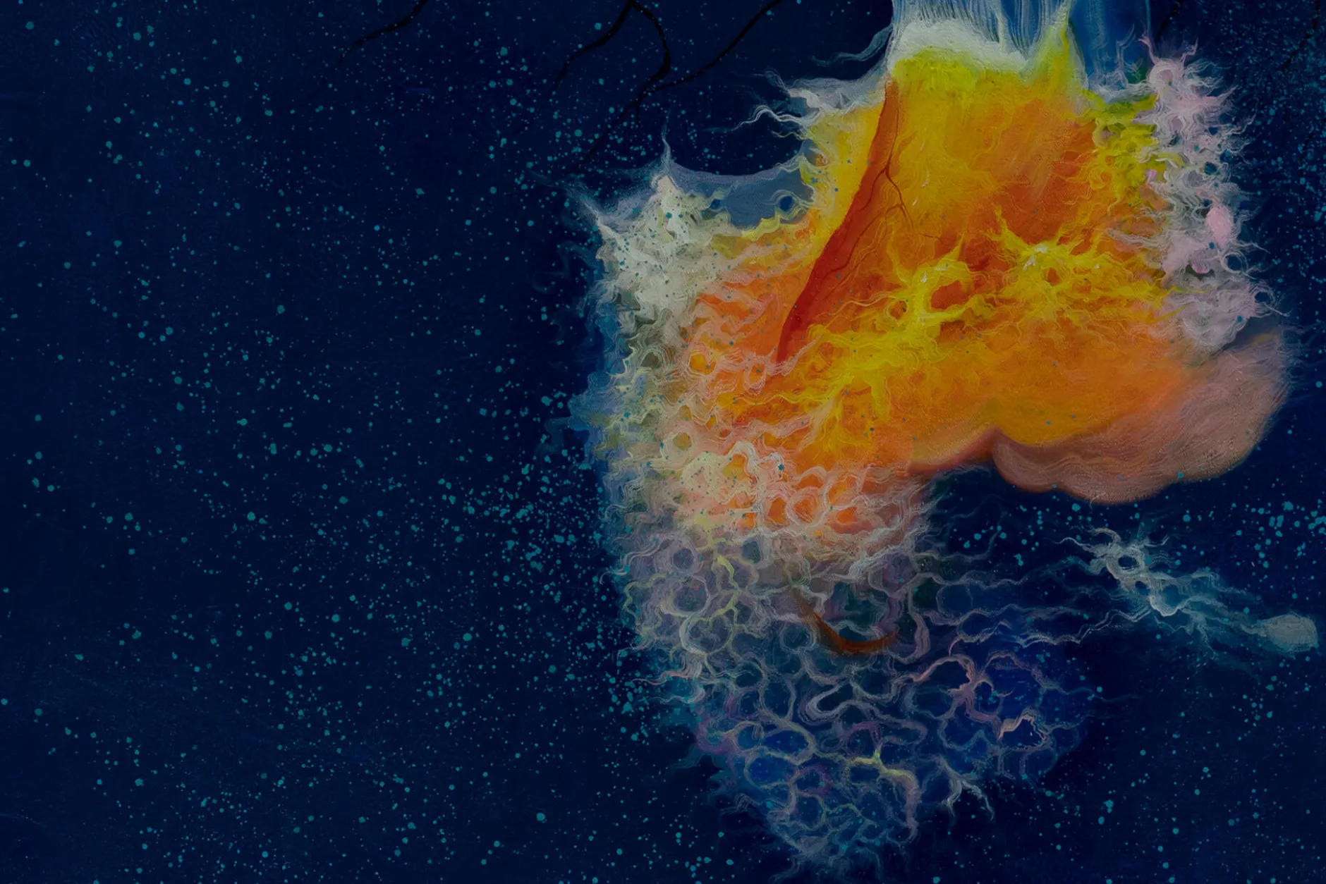 XXL Öl Gemälde 'Jazzy Jellyfish' | Handgemaltes Unikat