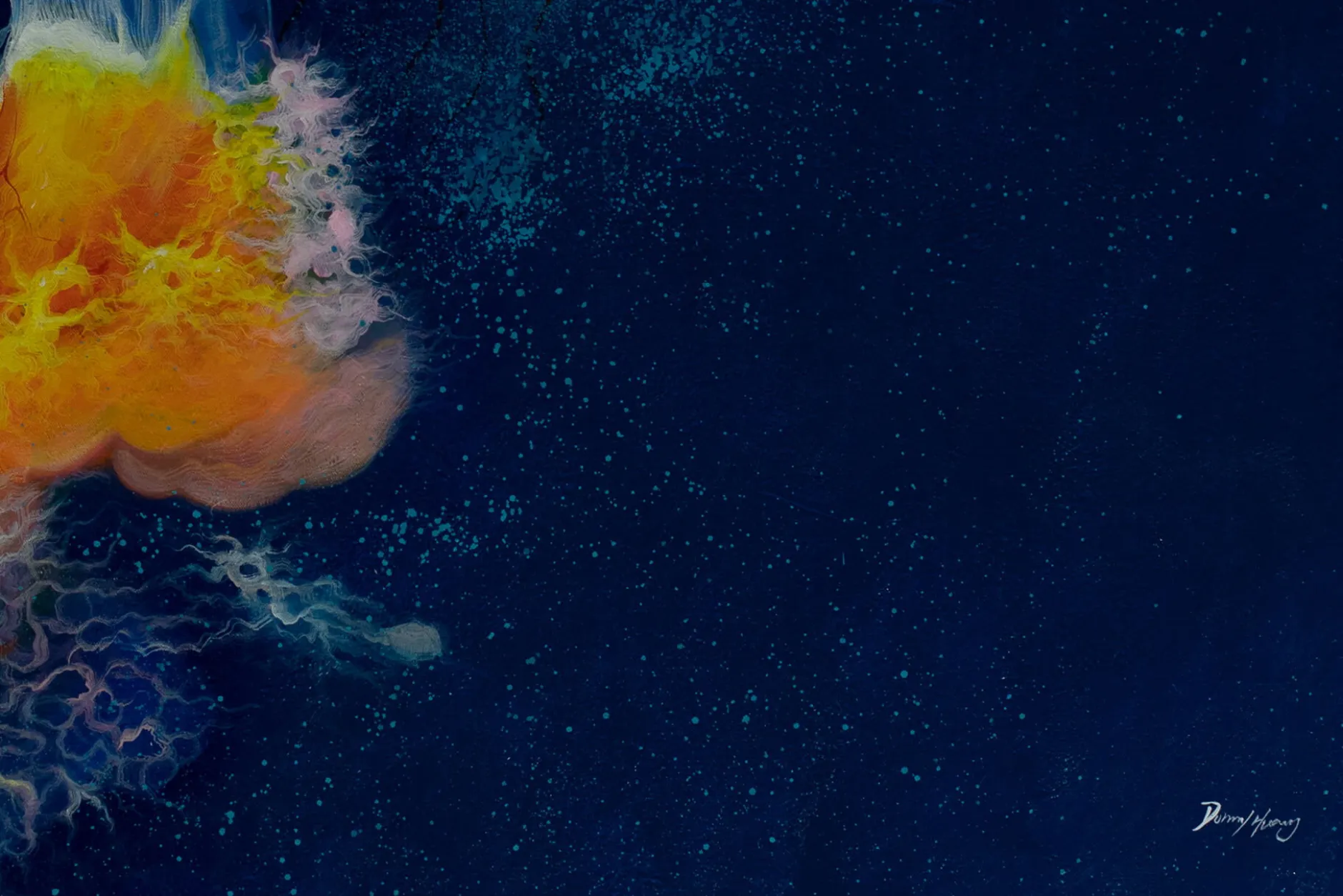 XXL Öl Gemälde 'Jazzy Jellyfish' | Handgemaltes Unikat