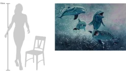 XXL Öl Gemälde 'Jolly Dolphins' | Handgemaltes Unikat