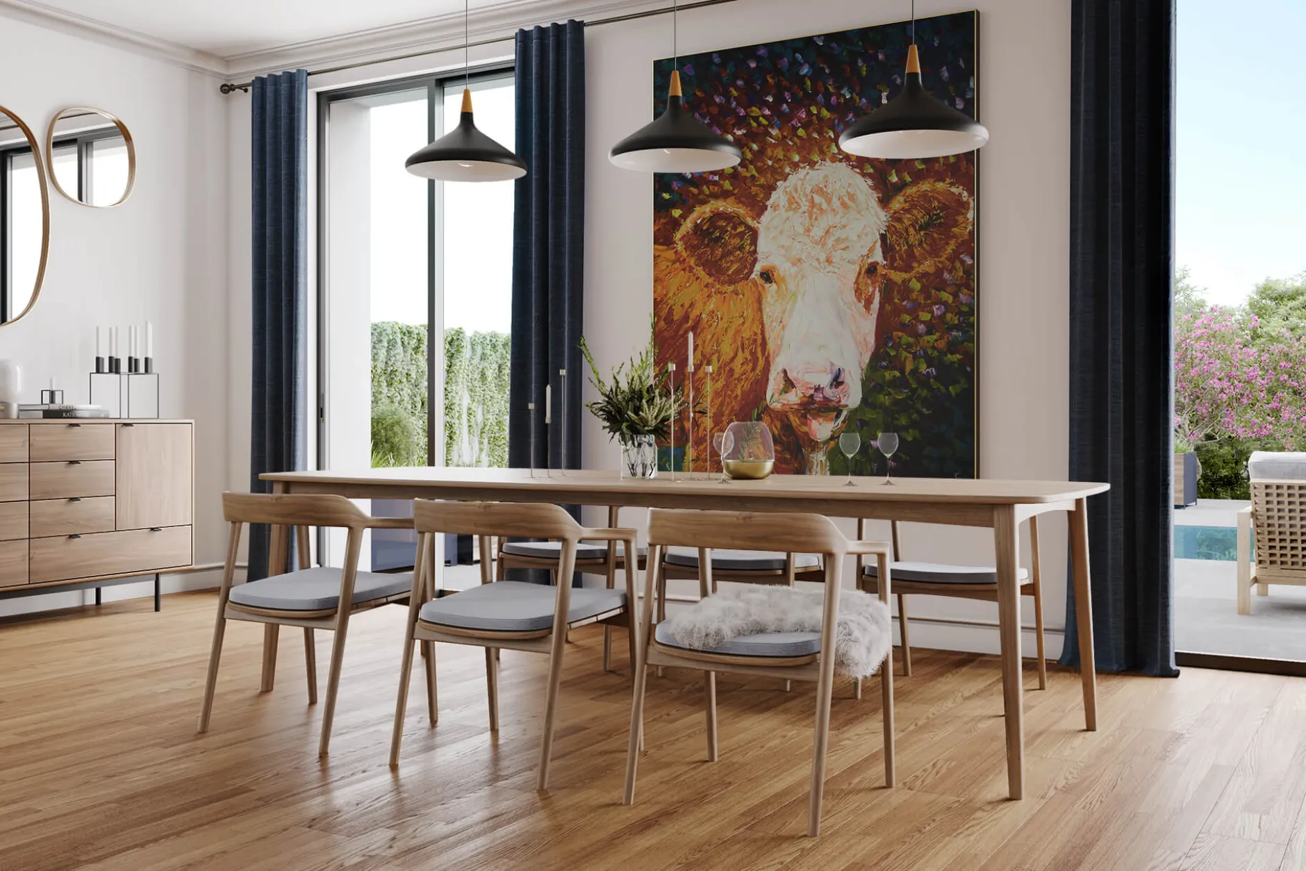 XXL Öl Gemälde 'Joyful Cow' | Handgemaltes Unikat