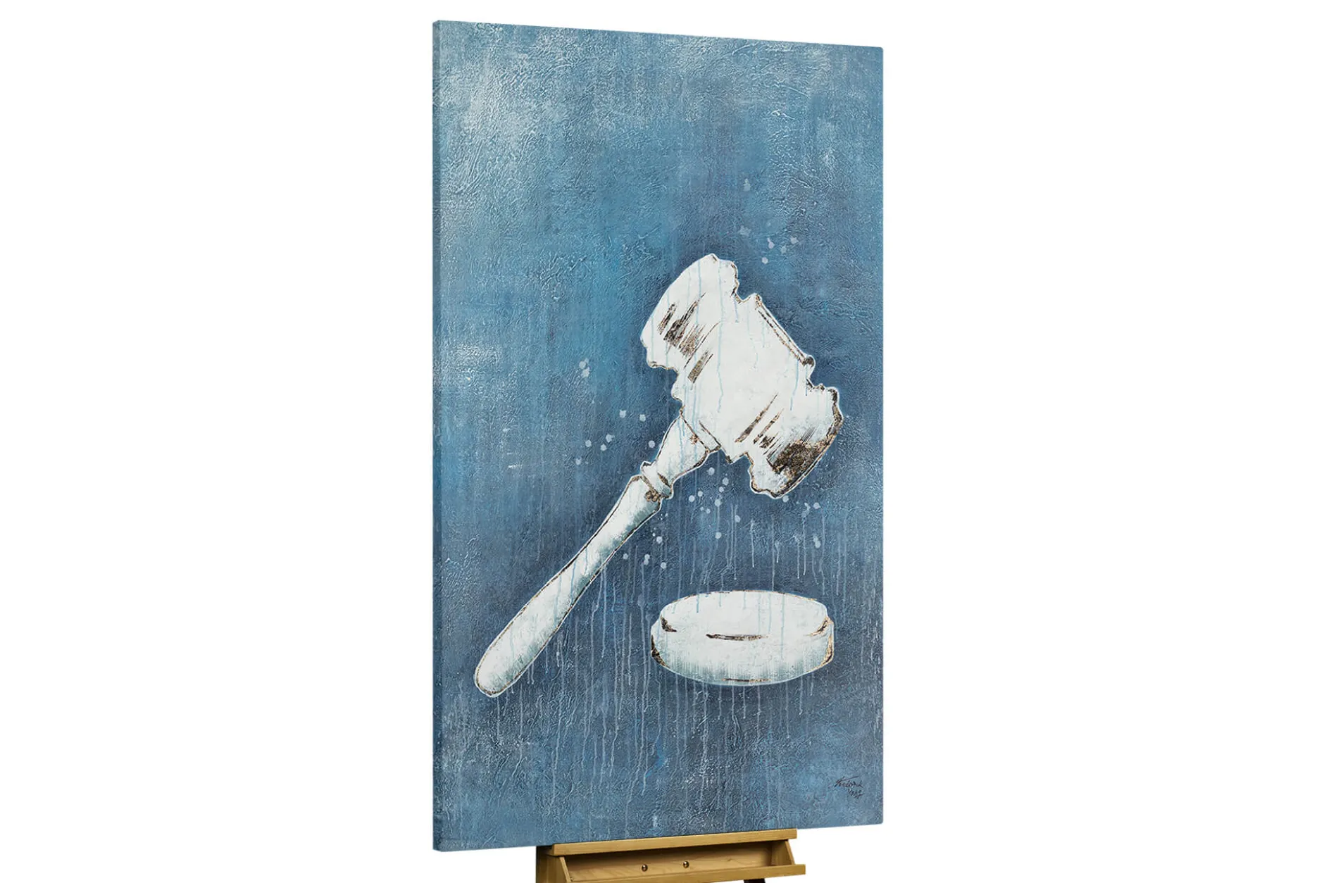 XXL Öl Gemälde 'Judge's Gavel' | Handgemaltes Unikat