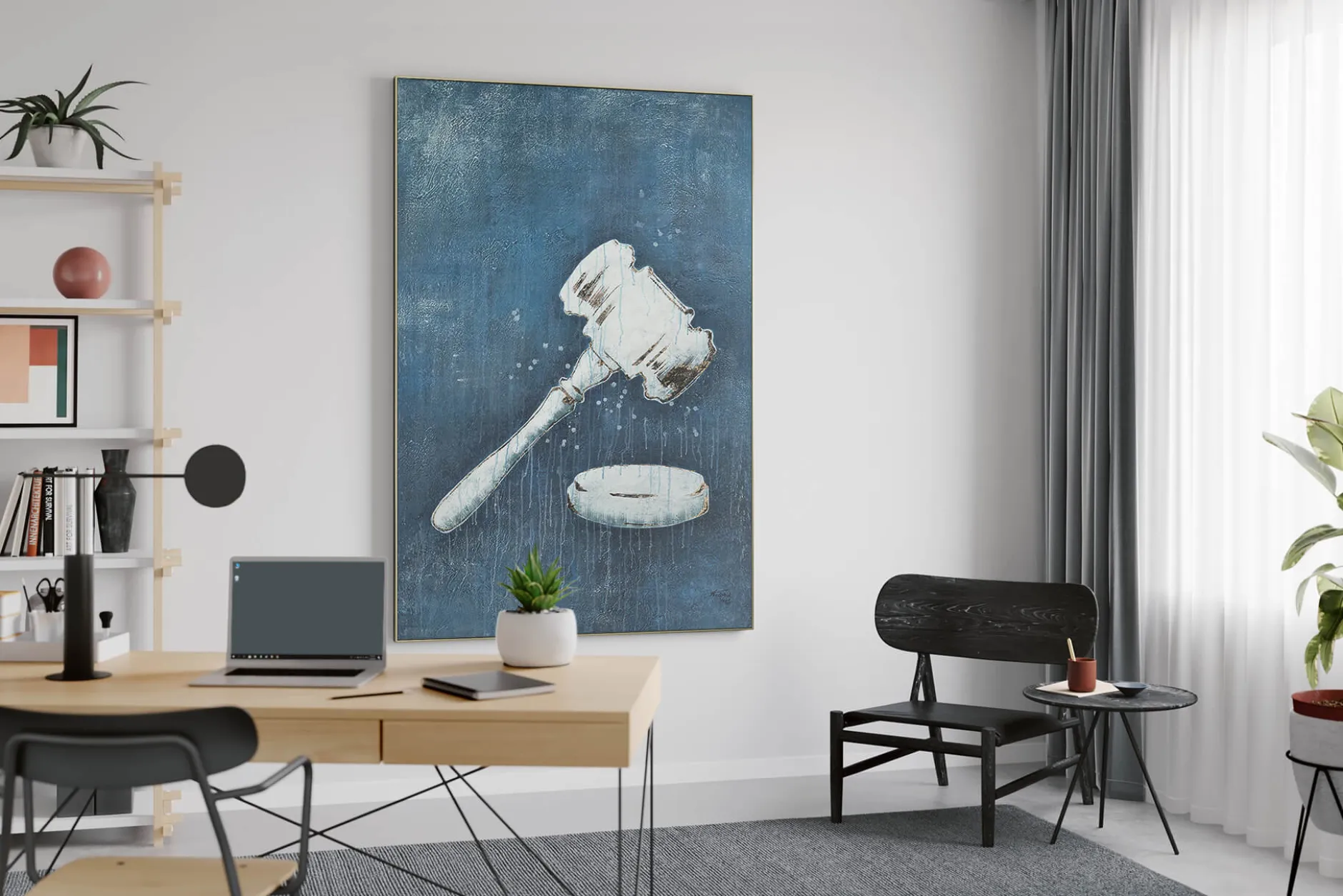 XXL Öl Gemälde 'Judge's Gavel' | Handgemaltes Unikat